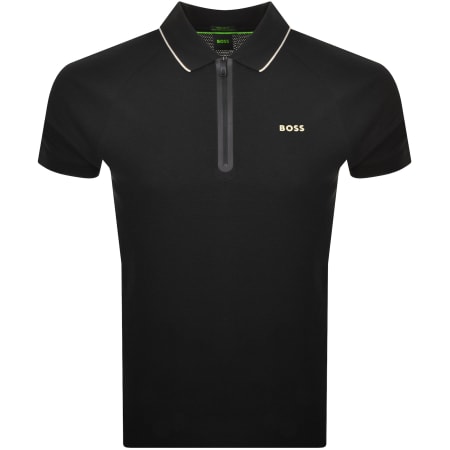 BOSS Black Quarter Zip Stretch Cotton Pique Polo Shirt Small Mens